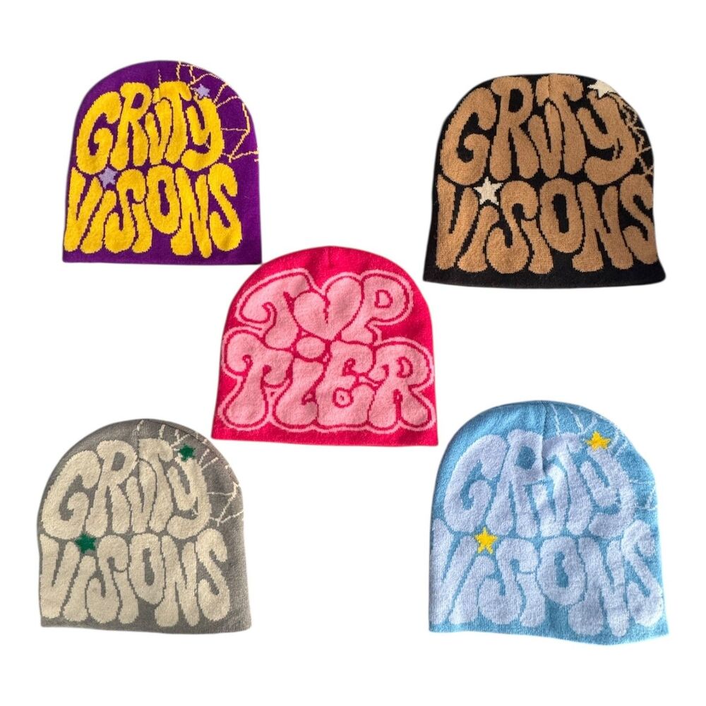 Grvty Visions‎ Hats Knit Beanies Psychedelic Graphic Top Tier Unisex One Size